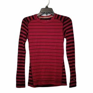 Smartwool 100% Merino Wool Red/Black Striped Top
